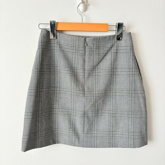 Aritzia Wilfred Renee A-line Mini Skirt Grey Plaid Houndstooth Size 2 - Picture 3 of 5